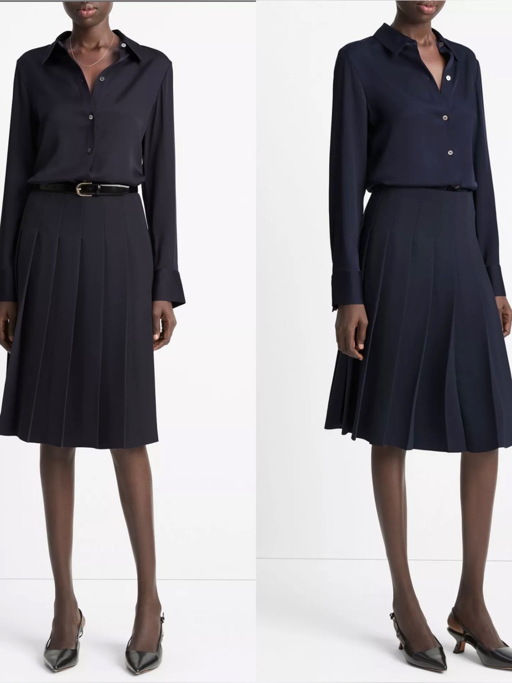 Vince ($398 MSRP) Pleated Crepe Knee Skirt Size 2